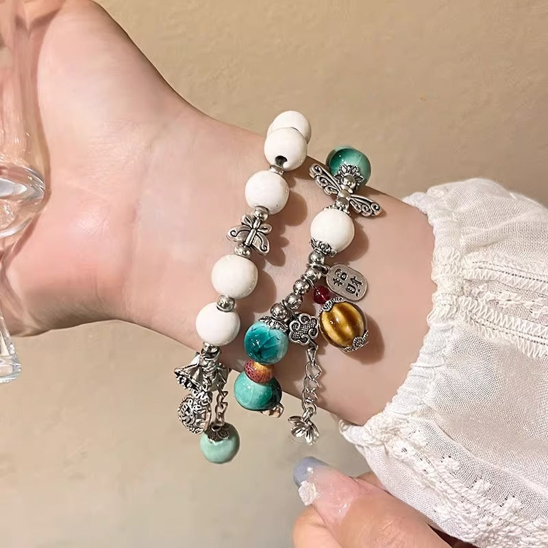 New Chinese Jingdezhen Ceramic Bracelet Beaded Women's 2026 New Literary New Chinese Small Fresh Girlfriend Bracelet
