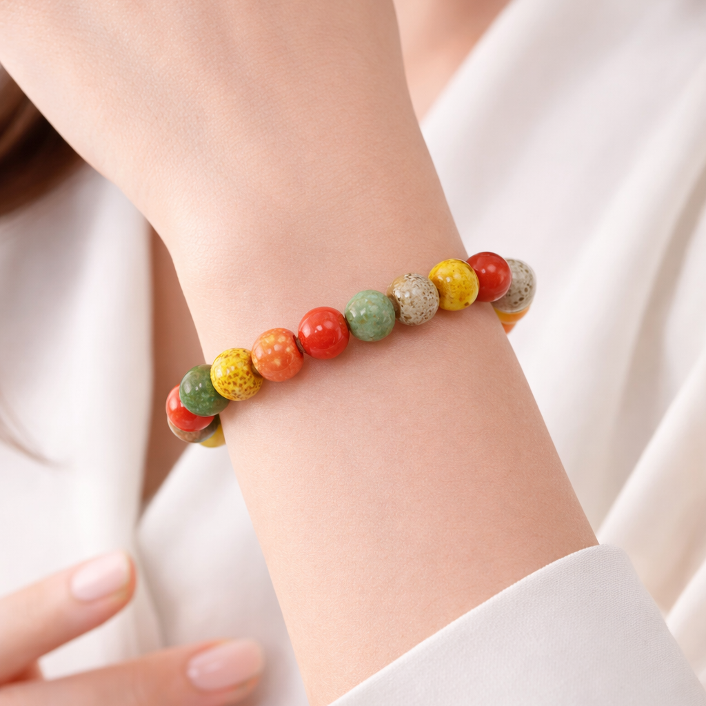 Colorful ceramic bracelet Round beads