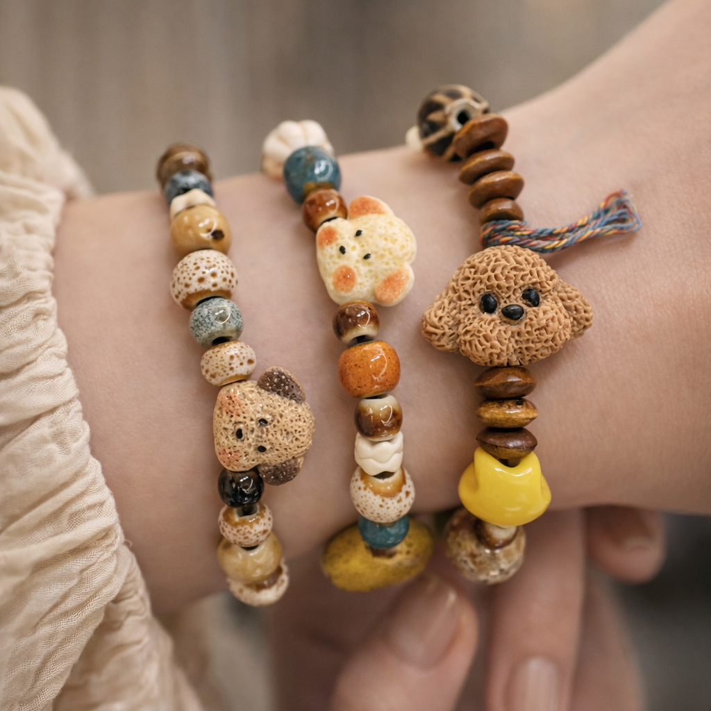 Ceramic bracelet cute handmade jewelry puppy style