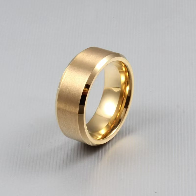 Tungsten Ring with Brushed Center and Polished Beveled Edges 4mm-10mm