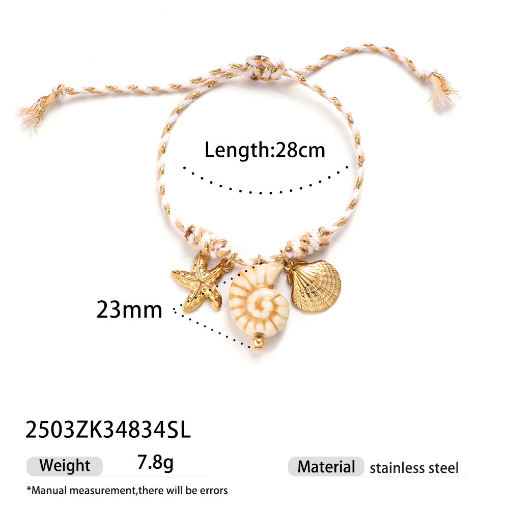 Ocean series stainless steel bracelet girls ceramic conch titanium steel pendant shell hand jewelry