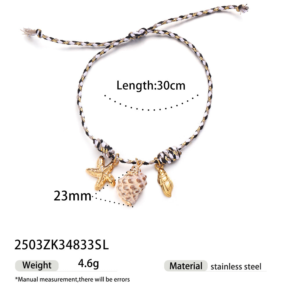 Ocean series stainless steel bracelet girls ceramic conch titanium steel pendant shell hand jewelry