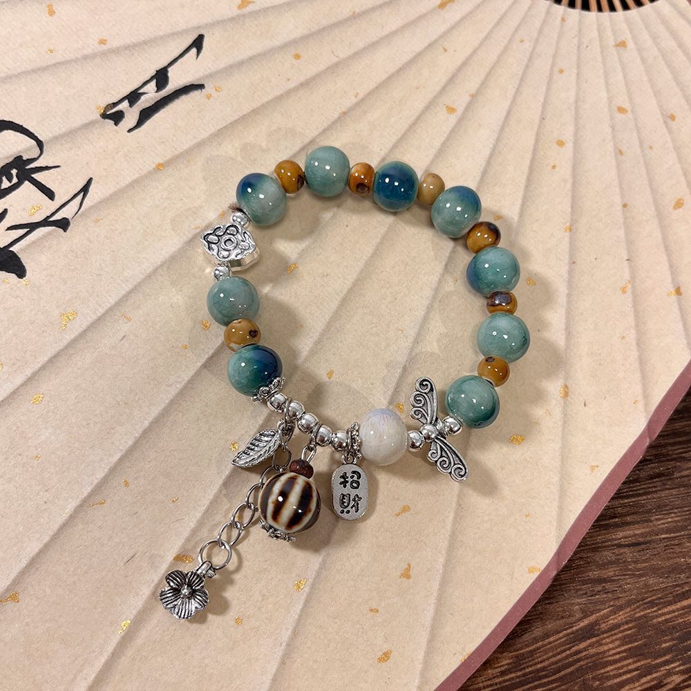 New Chinese Jingdezhen Ceramic Bracelet Beaded Women's 2026 New Literary New Chinese Small Fresh Girlfriend Bracelet