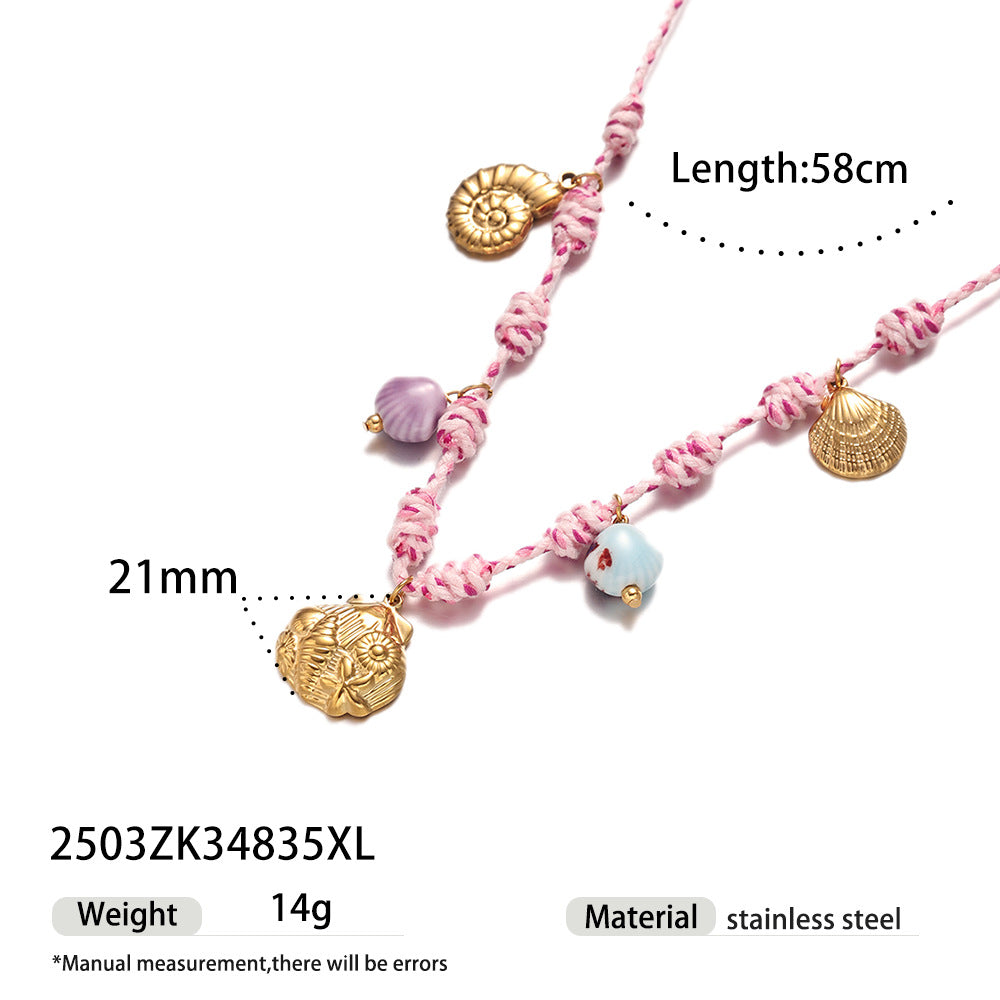 Ocean series stainless steel bracelet girls ceramic conch titanium steel pendant shell hand jewelry