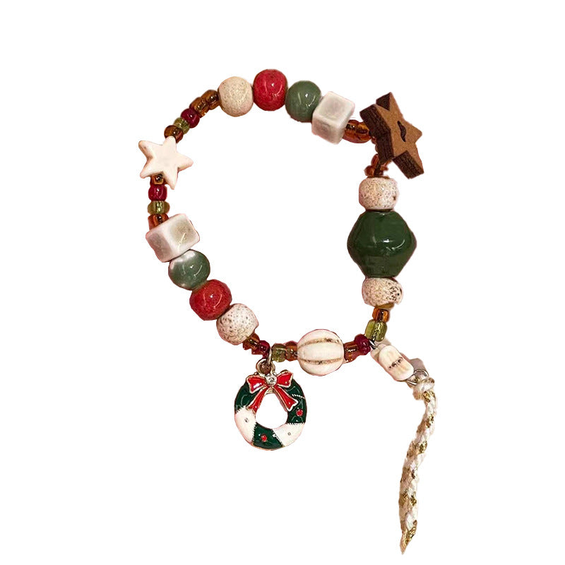 Selling Christmas! Colorful Christmas tree ceramic glazed bracelet women's niche unique holiday gift high-value jewelry