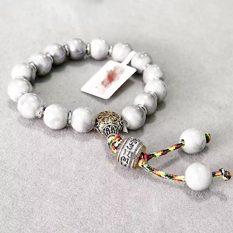 The same incense ash porcelain bracelet , the same ceramic six-character mantra bucket beads for men and women,