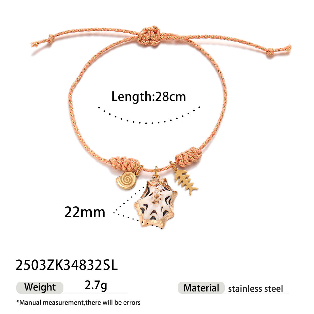 Ocean series stainless steel bracelet girls ceramic conch titanium steel pendant shell hand jewelry