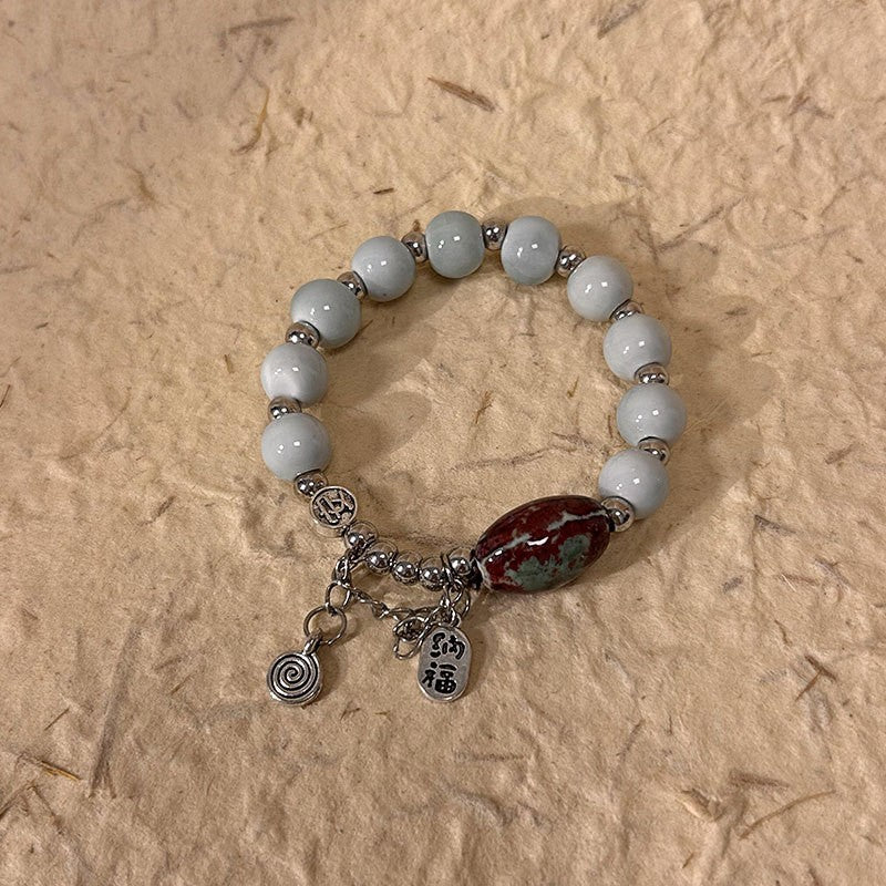 New Chinese Jingdezhen Ceramic Bracelet Beaded Women's 2026 New Literary New Chinese Small Fresh Girlfriend Bracelet