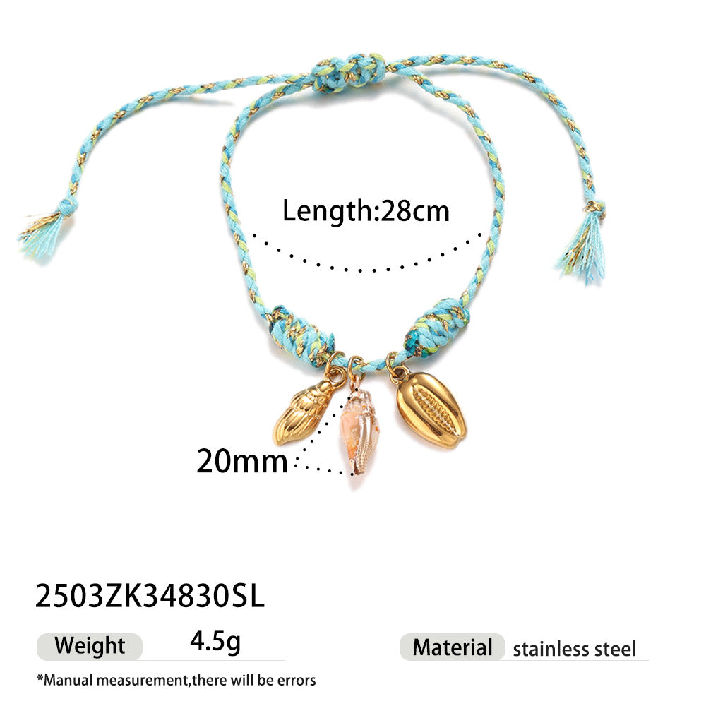 Ocean series stainless steel bracelet girls ceramic conch titanium steel pendant shell hand jewelry