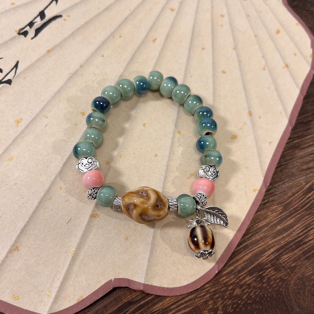 New Chinese Jingdezhen Ceramic Bracelet Beaded Women's 2026 New Literary New Chinese Small Fresh Girlfriend Bracelet