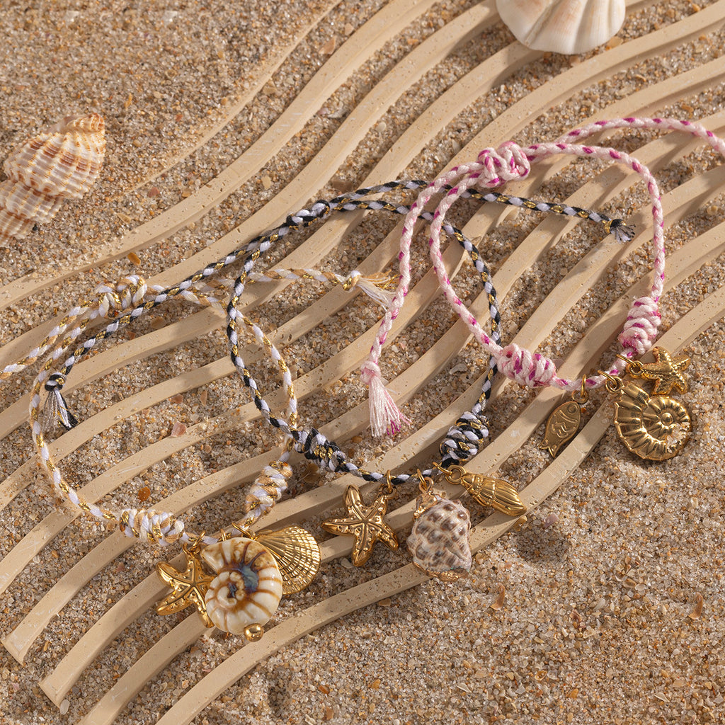 Ocean series stainless steel bracelet girls ceramic conch titanium steel pendant shell hand jewelry