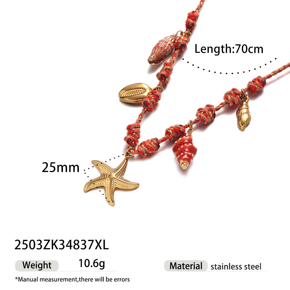 Ocean series stainless steel bracelet girls ceramic conch titanium steel pendant shell hand jewelry