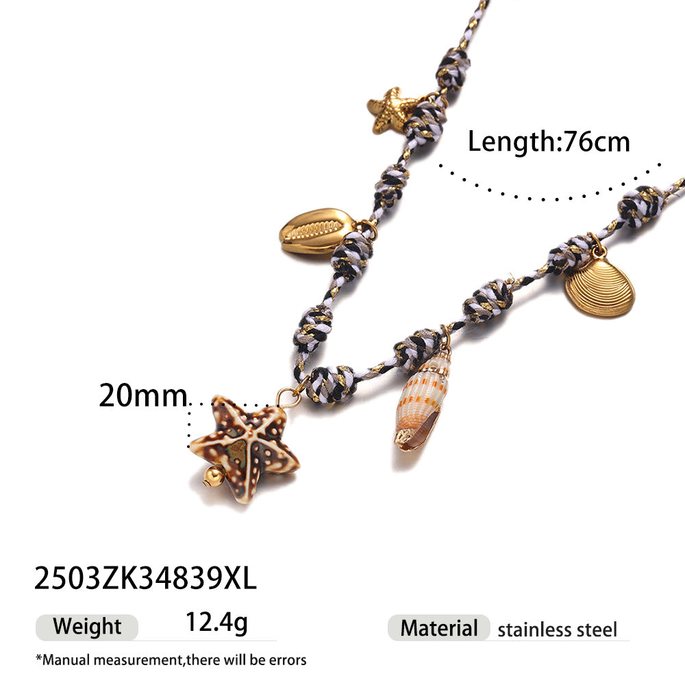 Ocean series stainless steel bracelet girls ceramic conch titanium steel pendant shell hand jewelry