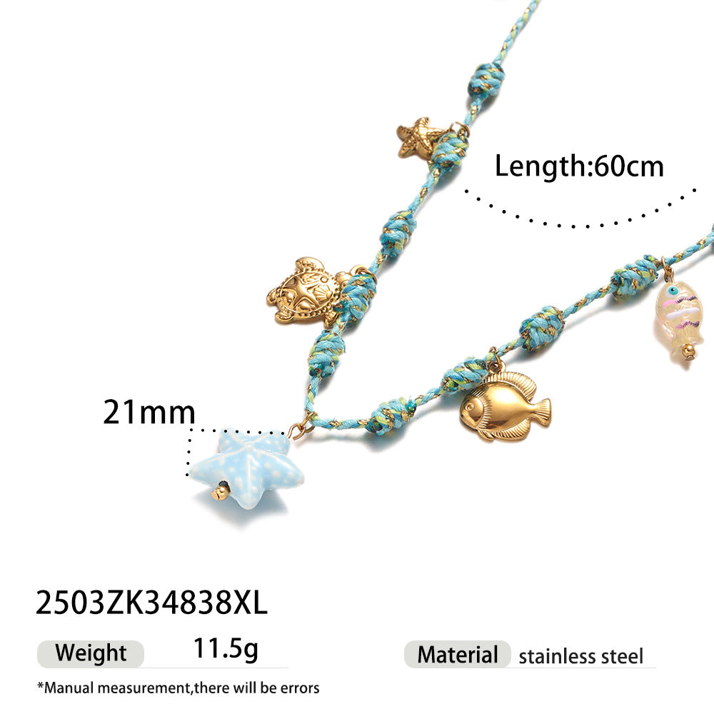 Ocean series stainless steel bracelet girls ceramic conch titanium steel pendant shell hand jewelry