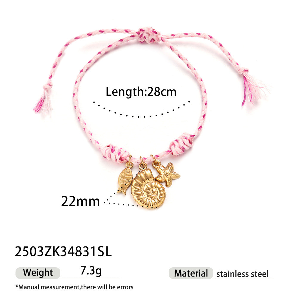 Ocean series stainless steel bracelet girls ceramic conch titanium steel pendant shell hand jewelry