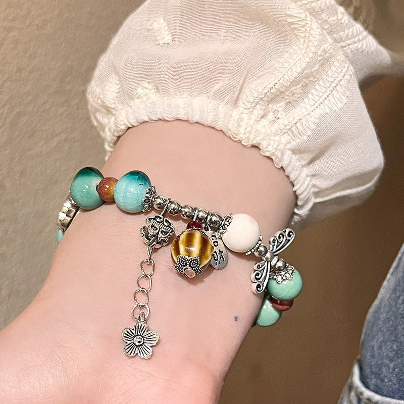 New Chinese Jingdezhen Ceramic Bracelet Beaded Women's 2026 New Literary New Chinese Small Fresh Girlfriend Bracelet