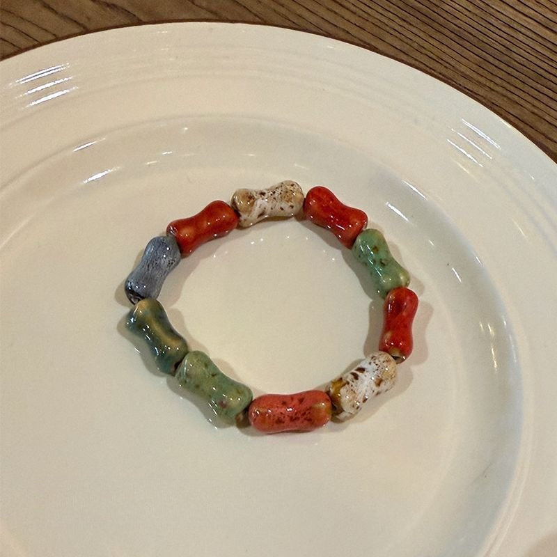 New Chinese Jingdezhen ceramic cute style apple pie student girlfriend Christmas gift jewelry bracelet